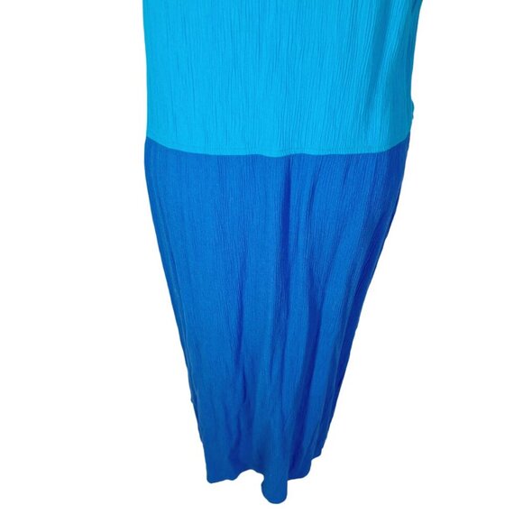 Diane Von Furstenburg Blue Green Color Block Maxi Dress Summer Beach Size M - Picture 3 of 11